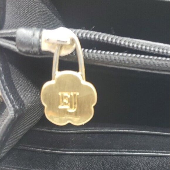 ERIC JAVITS Reptile Patchwork Leather Black Tan Zip Around Wallet - Picture 14 of 15